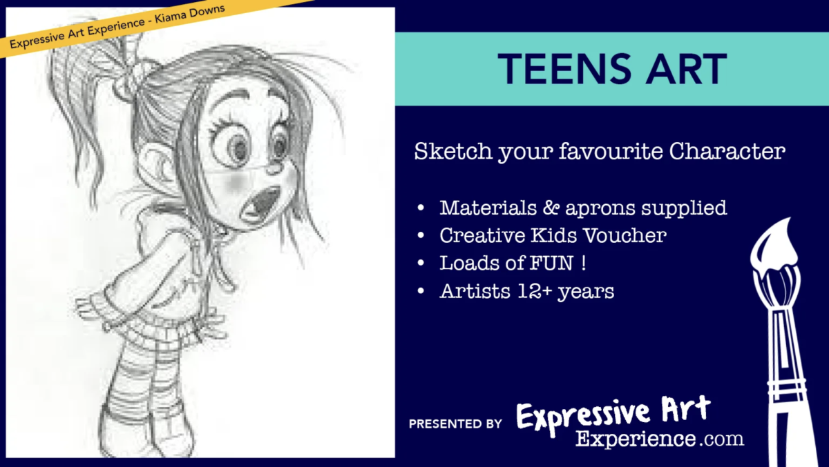 Banner for art workshop by Expressive Art - drawing fictional characters